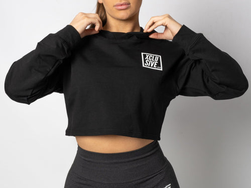 Black Fitness Crop Hoodie - XCLUSIVE APPAREL.