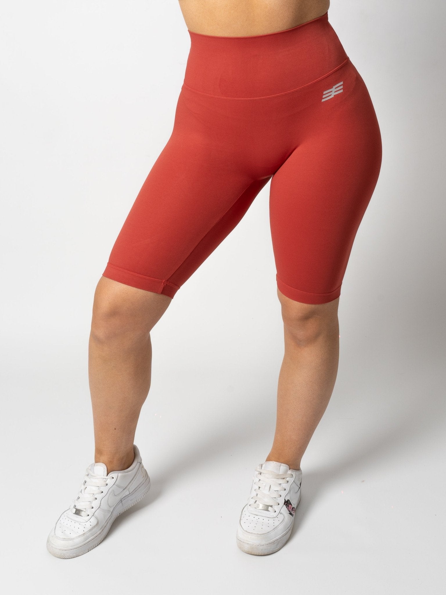 Burnt Red Bike Scrunch Bum Shorts - XCLUSIVE APPAREL.