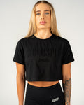Women's Embossed Crop Tee - Black