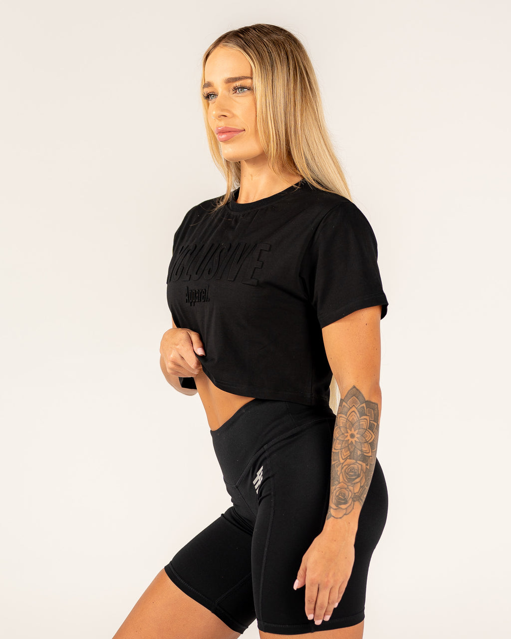 Women's Embossed Crop Tee - Black