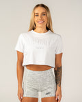 Women's Embossed Crop Tee - White