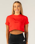 Women's Embossed Crop Tee - Red