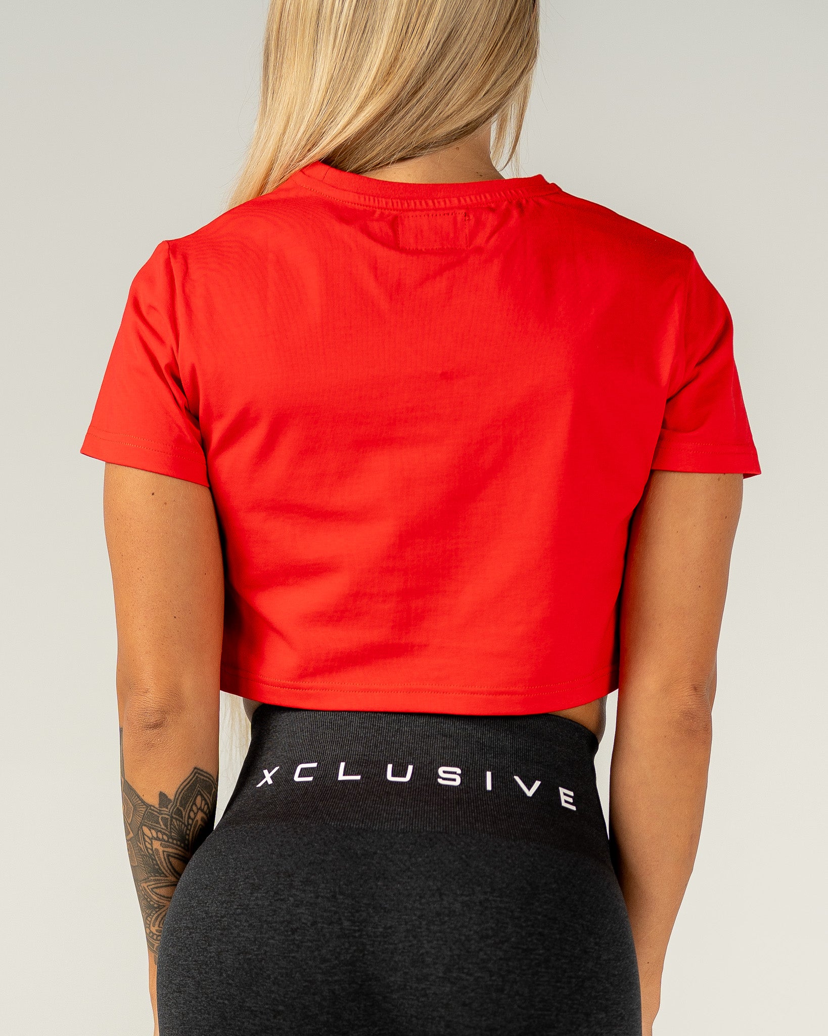 Women's Embossed Crop Tee - Red