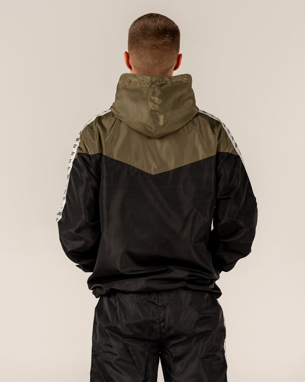 Men's Windbreaker - Black/Khaki Green